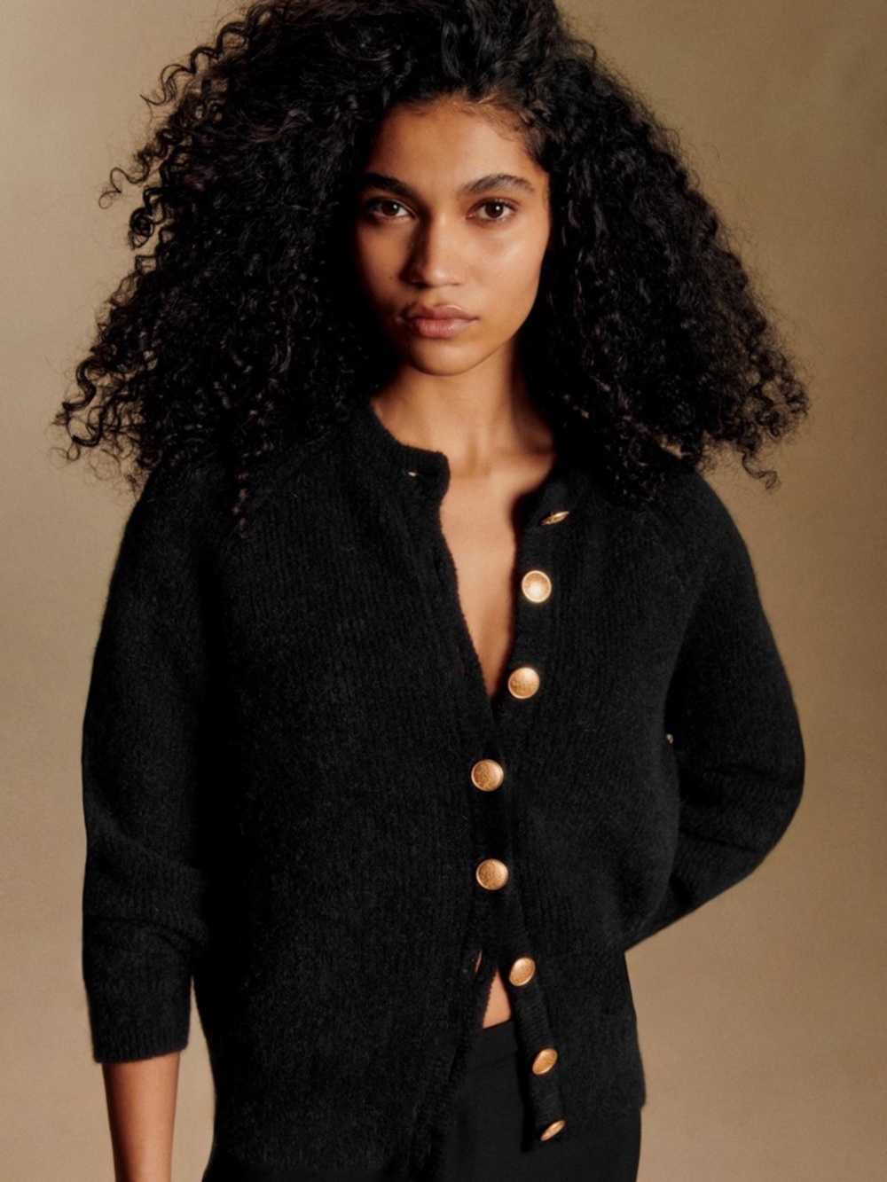 Sezane Othello Black Cardigan Sweater Size XS